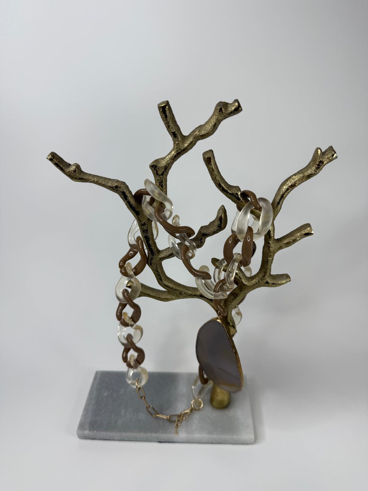 Chain and Stone Pendant Long Necklace