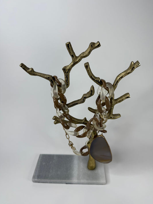 Chain and Stone Pendant Long Necklace