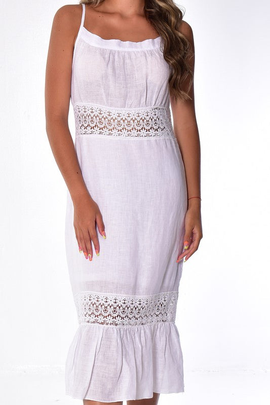 Traje en hilo corte sirena con encajes.