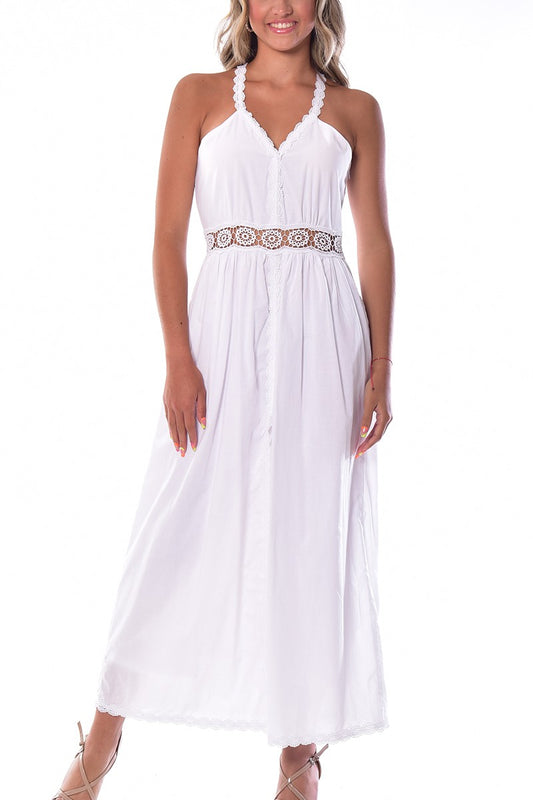 Hermoso traje corte Imperio en algodón fresco para el calor del verano.