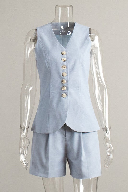 Linen Vest and Short Set
