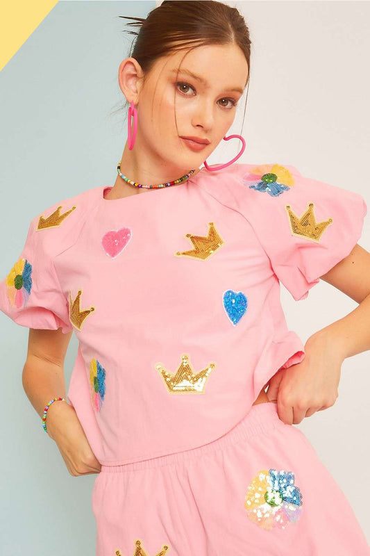 Crown & Flower Top, mix and match your favorites outfits.