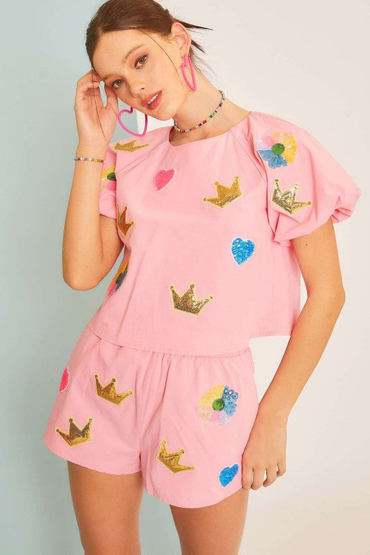 Crown & Flower Patch Shorts, have fun and be bold with different attires.