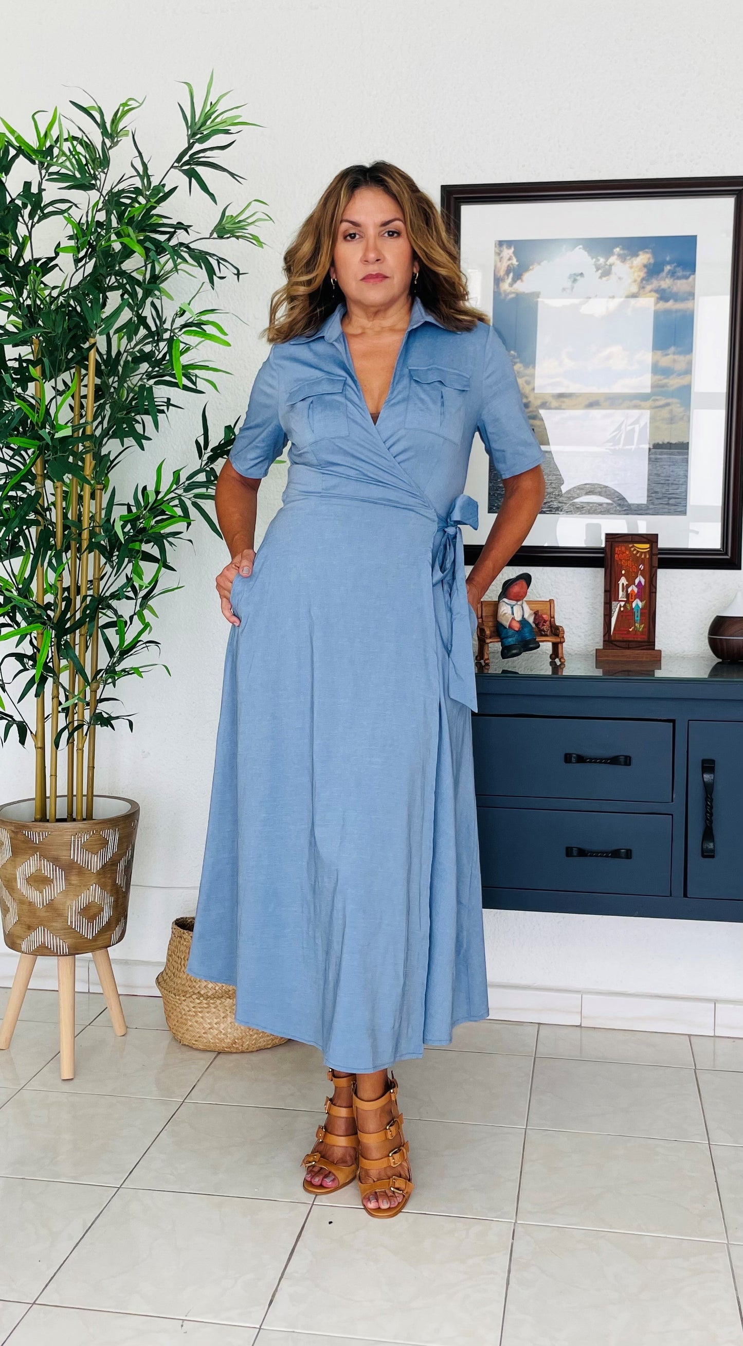 Wrap Around Shirt Dress. Beautiful silhouette and fresh, elegant look.