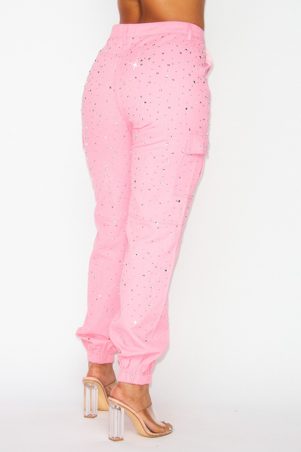 Rhinestones cargo bubble pant for a fun and festive occasion.