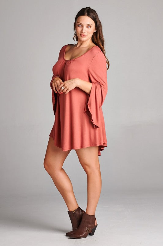 Tie back mini tunic only Plus. Very fresh and flowy.