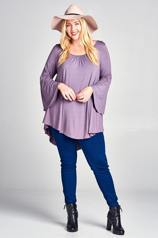 Tie back mini tunic only Plus. Very fresh and flowy.