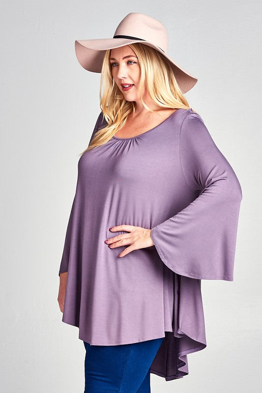 Tie back mini tunic only Plus. Very fresh and flowy.