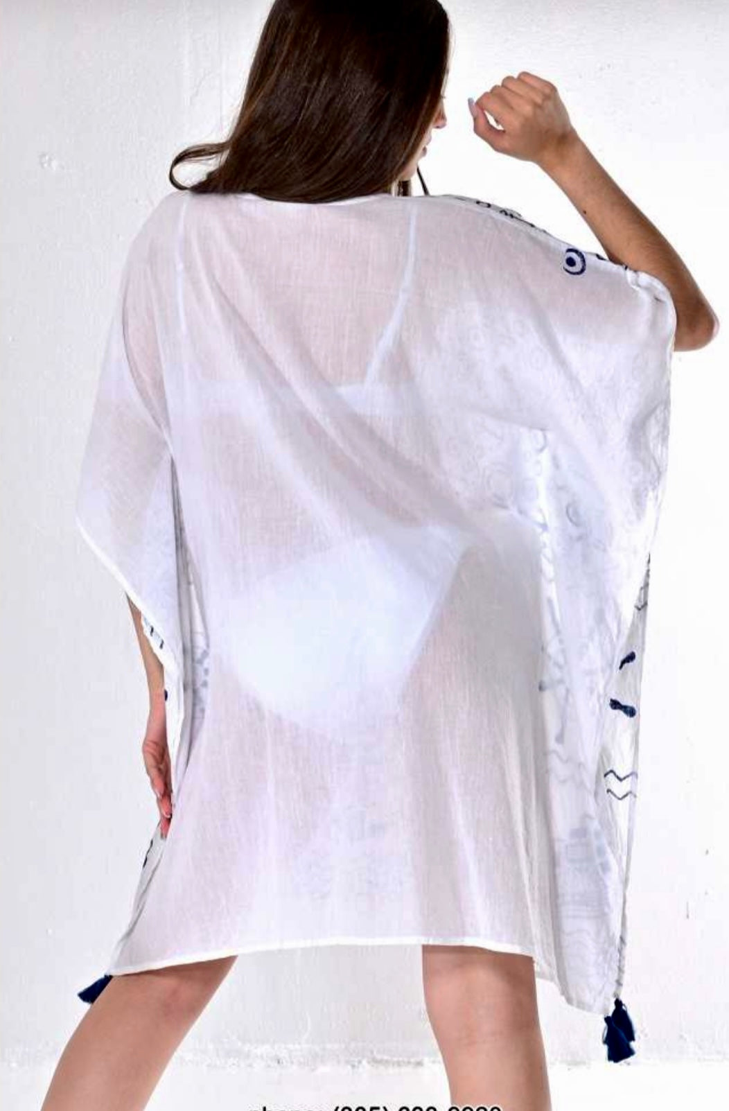 White, blue and gold tunic. Coverup for your swimsuit.