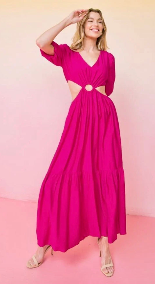 Puffy Cut Out Maxi Dress