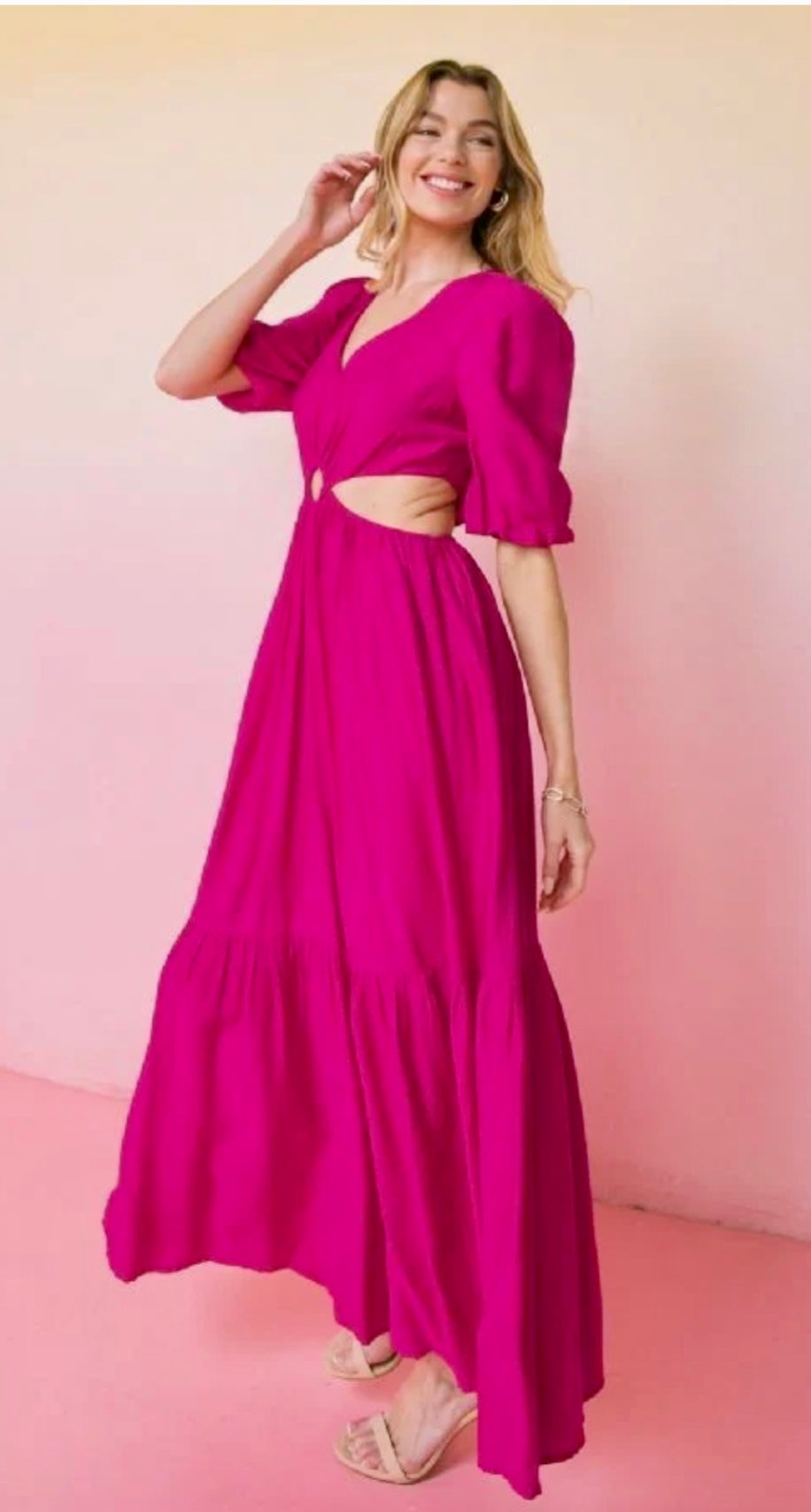 Puffy Cut Out Maxi Dress