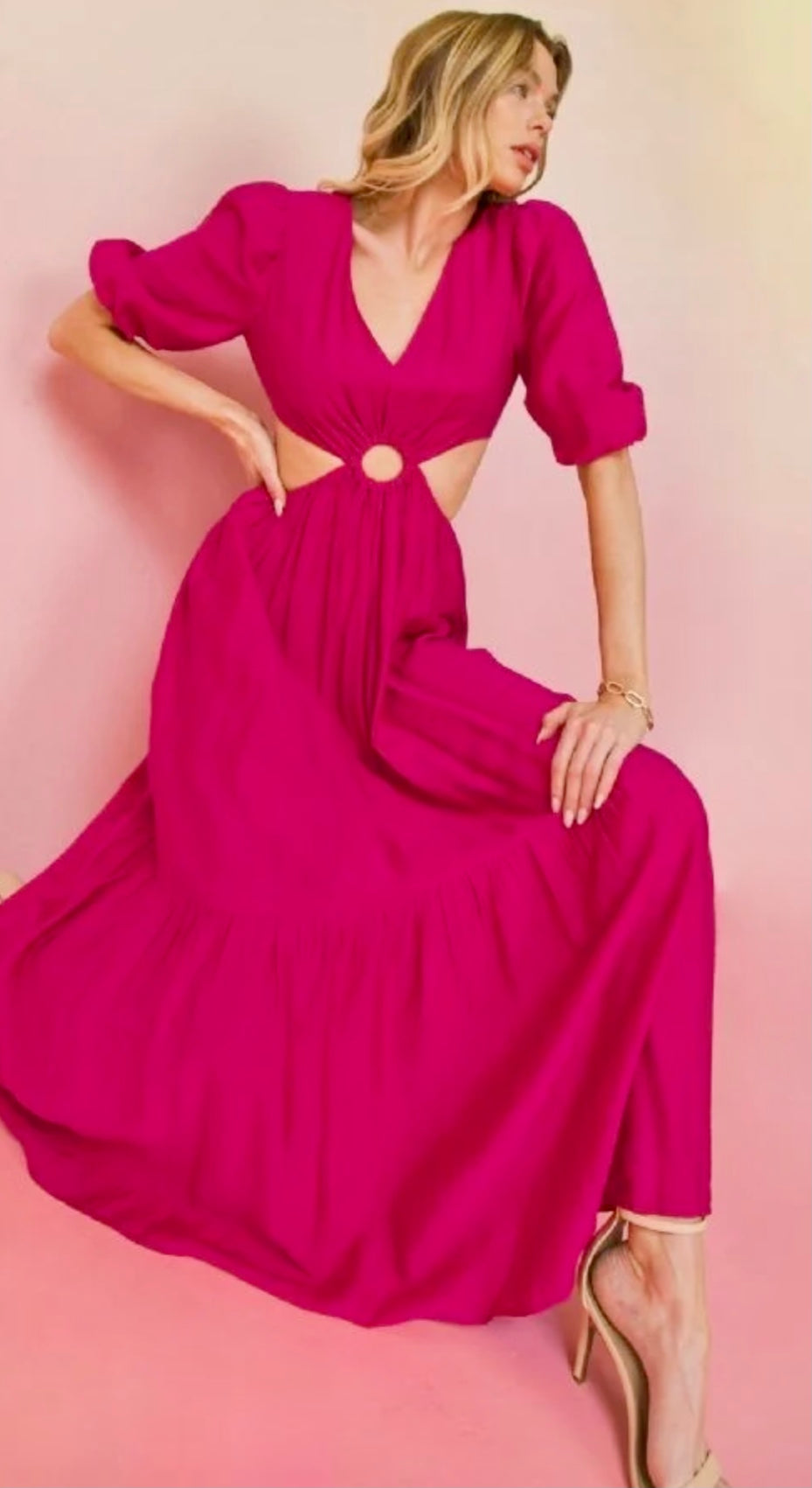 Puffy Cut Out Maxi Dress
