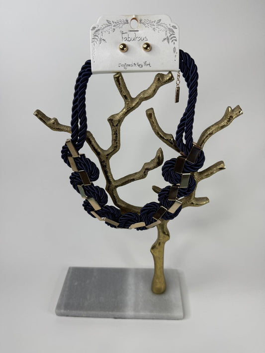 Rope and Golden Metal Necklace set