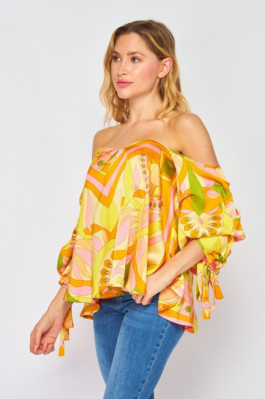 Pink and Yellow Print Top