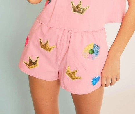 Crown & Flower Patch Shorts